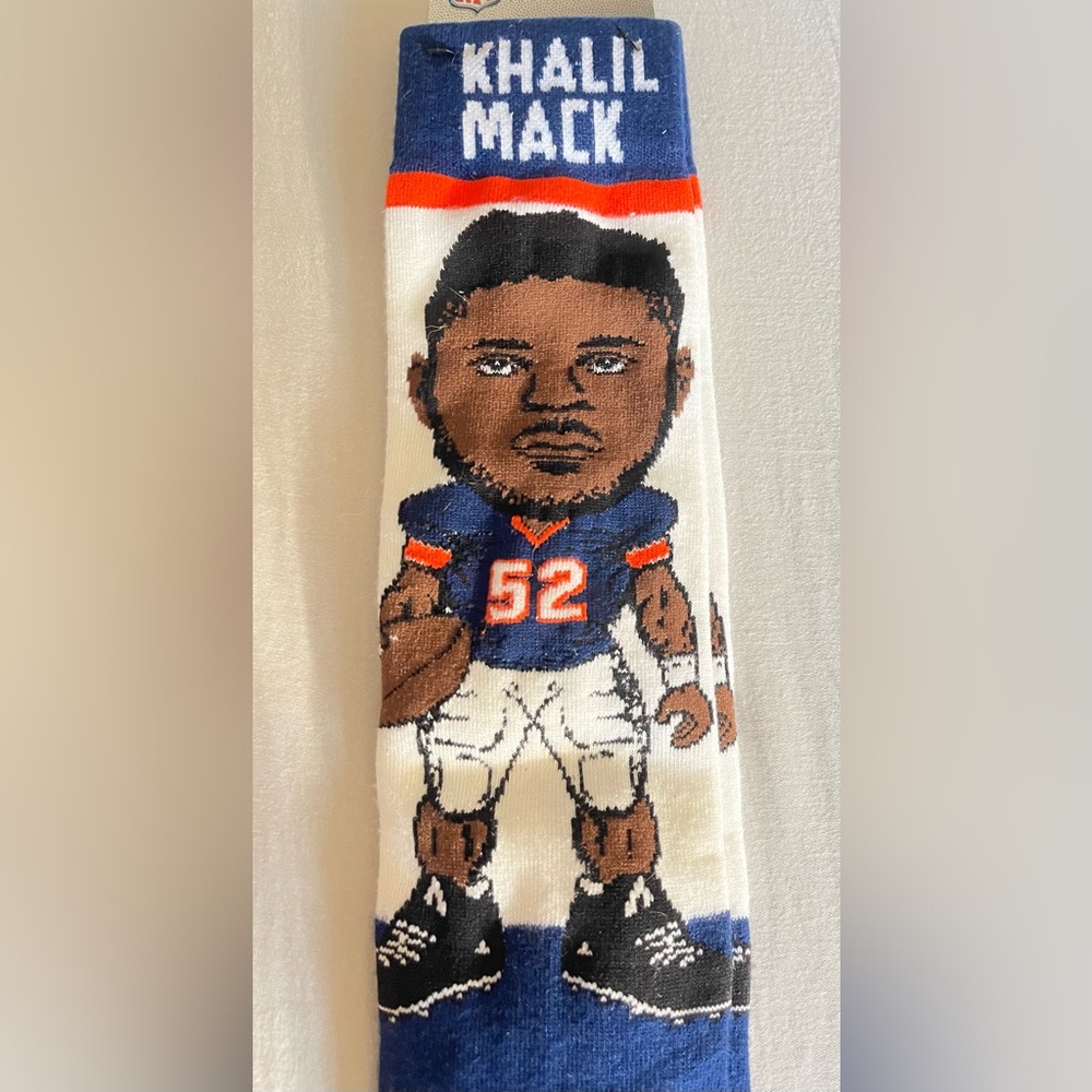 NFL Khalil Mack Bears Blue and Orange Socks - Picture 2 of 6